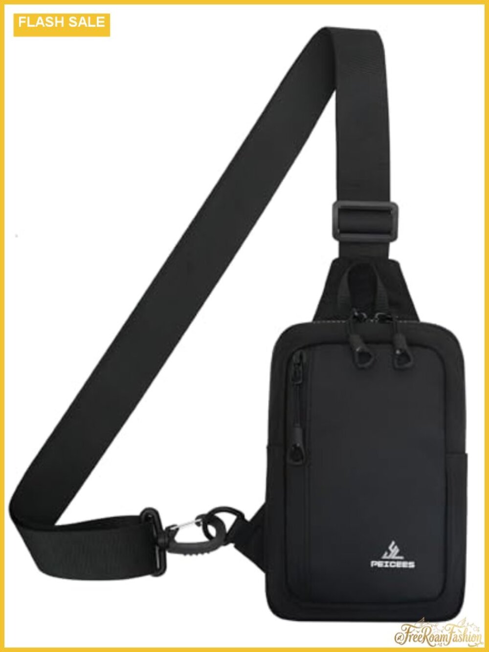 Nylon Crossbody Sling Bag Chest Bag Dual Pocket Water Resistant Fanny Pack